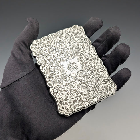 1871年 英国アンティーク 純銀製 カードケース 67g ボックス入り極美品 Robert Thornton